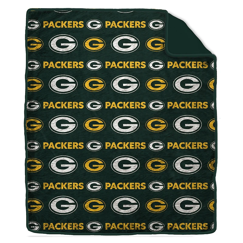 Pegasus Green Bay Packers Tonal Wordmark 60" x 70" Faux Fur Blanket