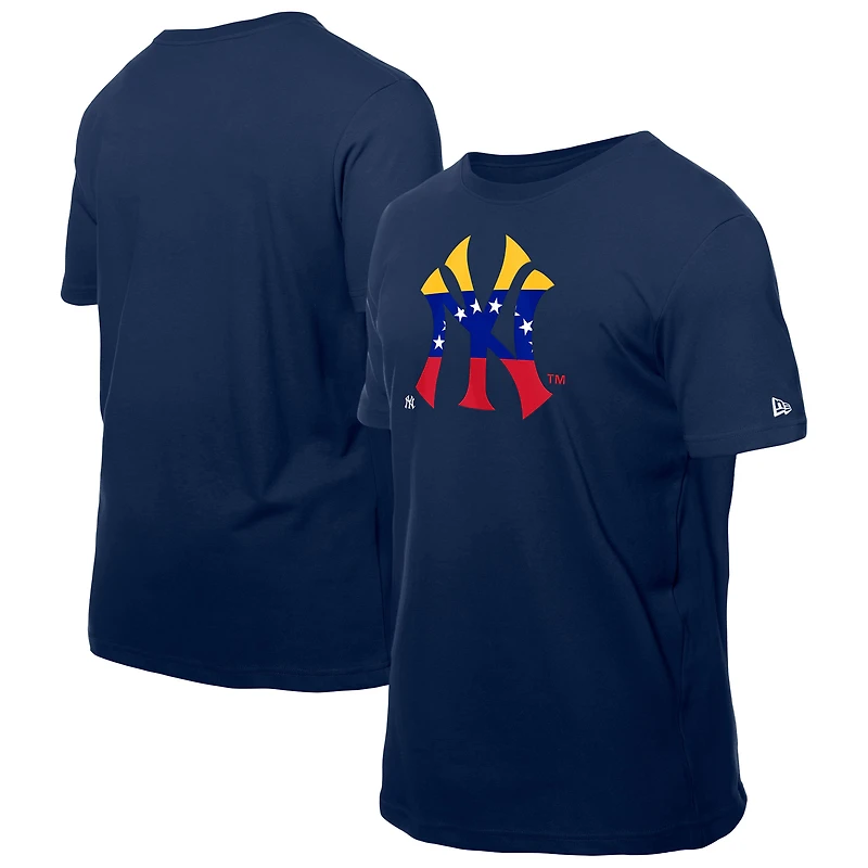 Men's New Era Navy New York Yankees Venezuelan Flag Logo T-Shirt