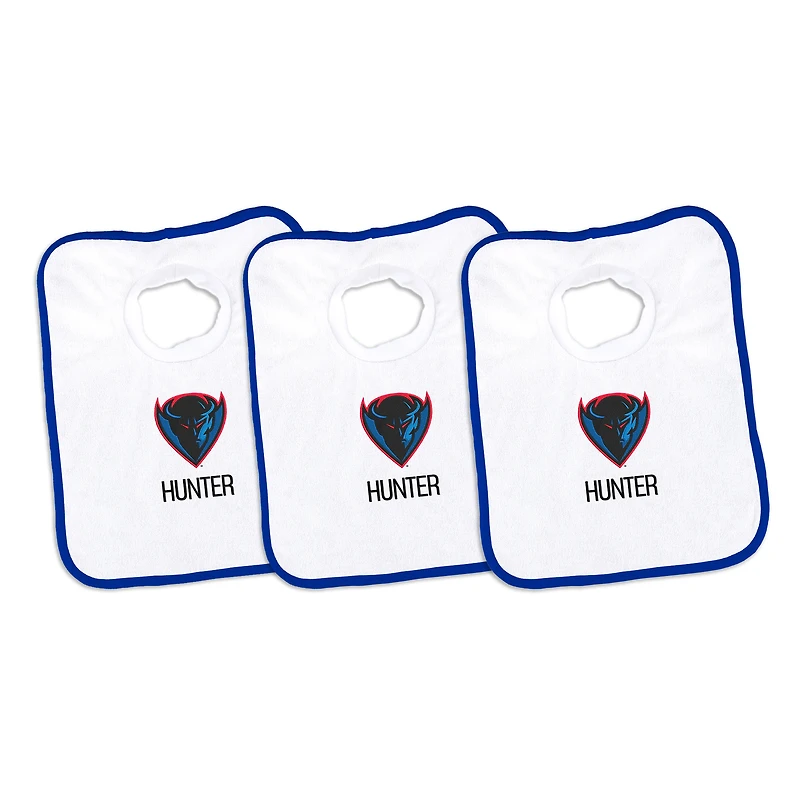 Infant Chad & Jake DePaul Blue Demons Personalized 3-Pack Pullover Bib Set
