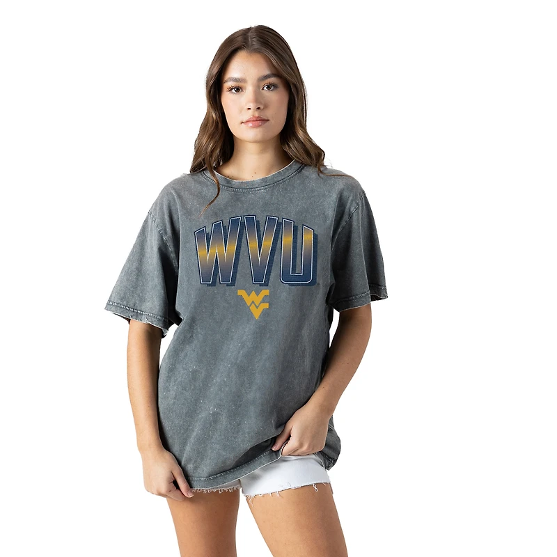 Women's Gameday Couture Gray West Virginia Mountaineers Snow Washed Relaxed Fit Classic T-Shirt