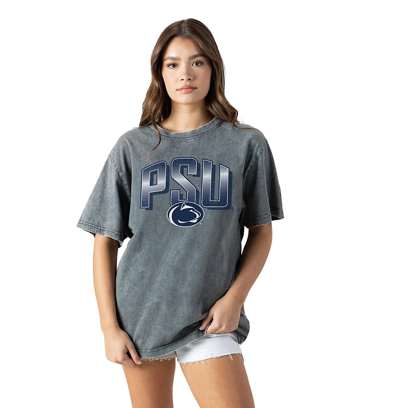 Women's Gameday Couture Gray Penn State Nittany Lions Snow Washed Relaxed Fit Classic T-Shirt