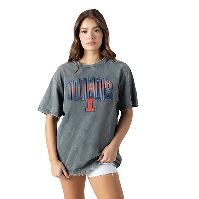 Women's Gameday Couture Gray Illinois Fighting Illini Snow Washed Relaxed Fit Classic T-Shirt