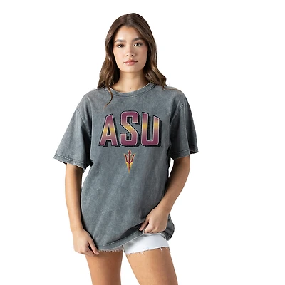 Women's Gameday Couture Gray Arizona State Sun Devils Snow Washed Relaxed Fit Classic T-Shirt