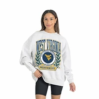 Women's Gameday Couture Gray West Virginia Mountaineers Premium Fleece Drop Shoulder Oversized Pullover Sweatshirt