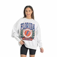 Women's Gameday Couture Gray Florida Gators Premium Fleece Drop Shoulder Oversized Pullover Sweatshirt