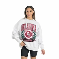 Women's Gameday Couture Gray Oklahoma Sooners Premium Fleece Drop Shoulder Oversized Pullover Sweatshirt