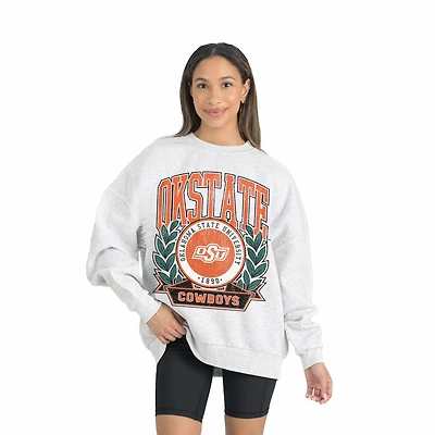 Women's Gameday Couture Gray Oklahoma State Cowboys Premium Fleece Drop Shoulder Oversized Pullover Sweatshirt