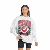 Women's Gameday Couture Gray Wisconsin Badgers Premium Fleece Drop Shoulder Oversized Pullover Sweatshirt