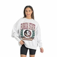 Women's Gameday Couture Gray Florida State Seminoles Premium Fleece Drop Shoulder Oversized Pullover Sweatshirt