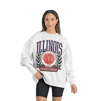 Women's Gameday Couture Gray Illinois Fighting Illini Premium Fleece Drop Shoulder Oversized Pullover Sweatshirt