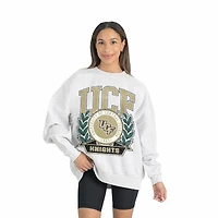 Women's Gameday Couture Gray UCF Knights Premium Fleece Drop Shoulder Oversized Pullover Sweatshirt