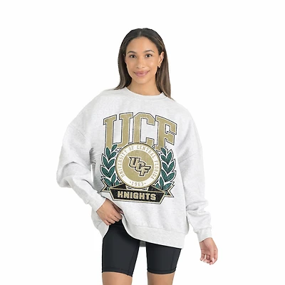 Women's Gameday Couture Gray UCF Knights Premium Fleece Drop Shoulder Oversized Pullover Sweatshirt