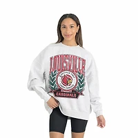 Women's Gameday Couture Gray Louisville Cardinals Premium Fleece Drop Shoulder Oversized Pullover Sweatshirt