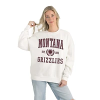 Women's Gameday Couture White Montana Grizzlies Premium Fleece Drop Shoulder Oversized Pullover Sweatshirt