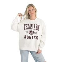 Women's Gameday Couture White Texas A&M Aggies Premium Fleece Drop Shoulder Oversized Pullover Sweatshirt