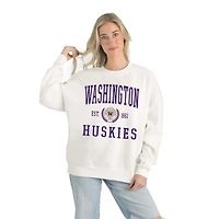 Women's Gameday Couture White Washington Huskies Premium Fleece Drop Shoulder Oversized Pullover Sweatshirt