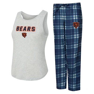 Women's Concepts Sport Heather Gray/Navy Chicago Bears Regulate Plaid Tank Top & Pants Sleep Set