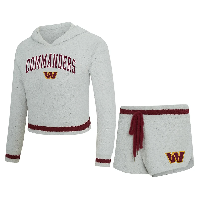 Women's Concepts Sport  Gray Washington Commanders Whitley Long Sleeve Hoodie Top & Shorts Set