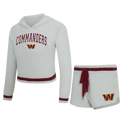 Women's Concepts Sport  Gray Washington Commanders Whitley Long Sleeve Hoodie Top & Shorts Set