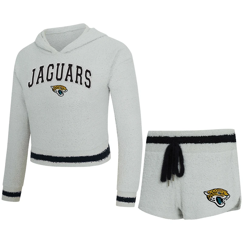Women's Concepts Sport Gray Jacksonville Jaguars Whitley Long Sleeve Hoodie Top & Shorts Set