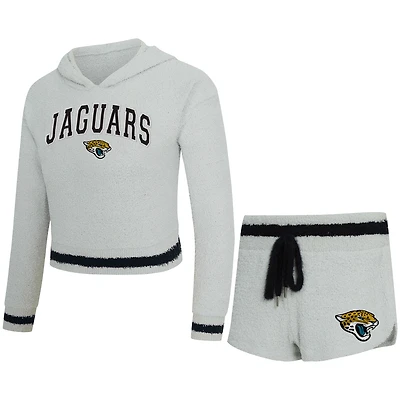 Women's Concepts Sport  Gray Jacksonville Jaguars Whitley Long Sleeve Hoodie Top & Shorts Set