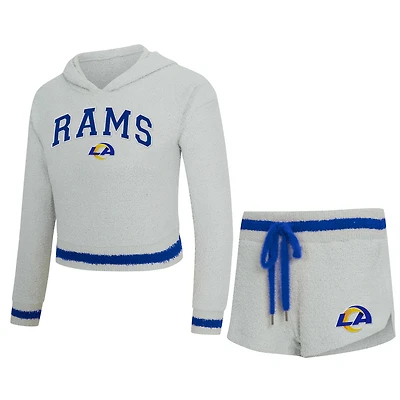 Women's Concepts Sport  Gray Los Angeles Rams Whitley Long Sleeve Hoodie Top & Shorts Set