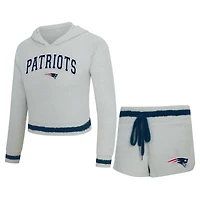 Women's Concepts Sport  Gray New England Patriots Whitley Long Sleeve Hoodie Top & Shorts Set