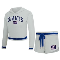 Women's Concepts Sport  Gray New York Giants Whitley Long Sleeve Hoodie Top & Shorts Set