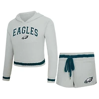 Women's Concepts Sport  Gray Philadelphia Eagles Whitley Long Sleeve Hoodie Top & Shorts Set