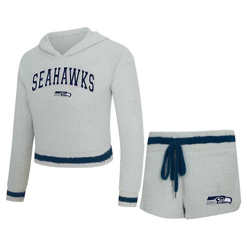 Women's Concepts Sport  Gray Seattle Seahawks Whitley Long Sleeve Hoodie Top & Shorts Set