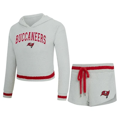 Women's Concepts Sport  Gray Tampa Bay Buccaneers Whitley Long Sleeve Hoodie Top & Shorts Set