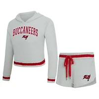 Women's Concepts Sport  Gray Tampa Bay Buccaneers Whitley Long Sleeve Hoodie Top & Shorts Set