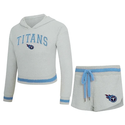Women's Concepts Sport  Gray Tennessee Titans Whitley Long Sleeve Hoodie Top & Shorts Set