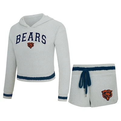 Women's Concepts Sport  Gray Chicago Bears Whitley Long Sleeve Hoodie Top & Shorts Set