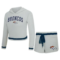 Women's Concepts Sport  Gray Denver Broncos Whitley Long Sleeve Hoodie Top & Shorts Set