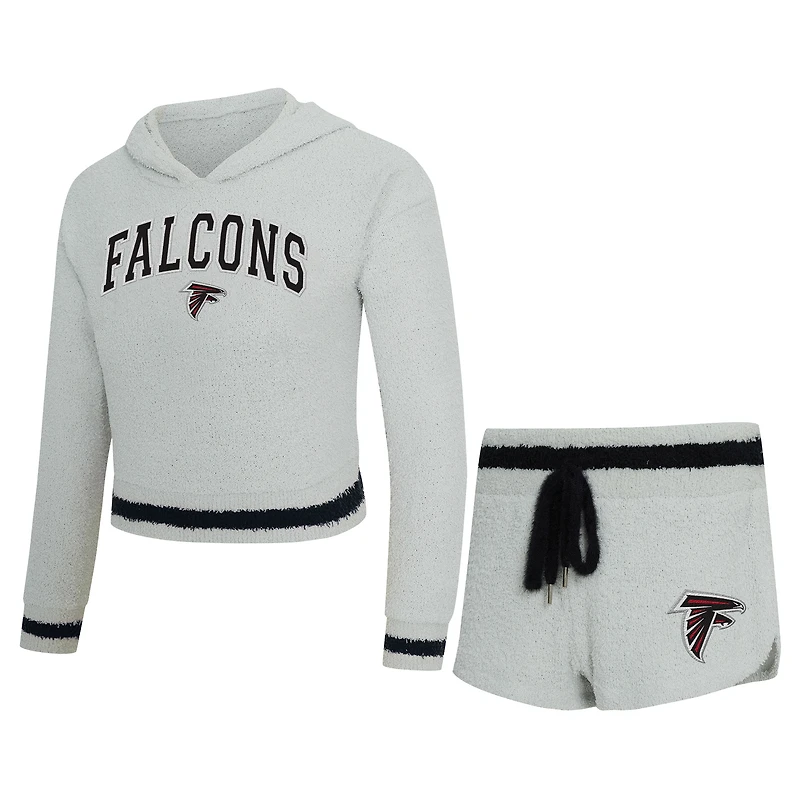Women's Concepts Sport Gray Atlanta Falcons Whitley Long Sleeve Hoodie Top & Shorts Set