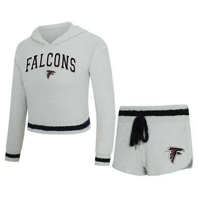 Women's Concepts Sport  Gray Atlanta Falcons Whitley Long Sleeve Hoodie Top & Shorts Set
