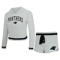 Women's Concepts Sport  Gray Carolina Panthers Whitley Long Sleeve Hoodie Top & Shorts Set