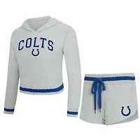 Women's Concepts Sport  Gray Indianapolis Colts Whitley Long Sleeve Hoodie Top & Shorts Set