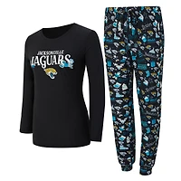 Women's Concepts Sport Black Jacksonville Jaguars Chesnut Long Sleeve T-Shirt and Pant Sleep Set