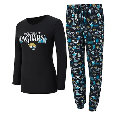 Women's Concepts Sport Black Jacksonville Jaguars Chesnut Long Sleeve T-Shirt and Pant Sleep Set