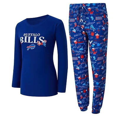 Women's Concepts Sport Royal Buffalo Bills Chesnut Long Sleeve T-Shirt and Pant Sleep Set