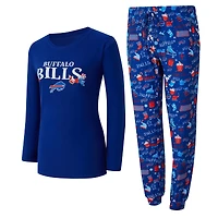 Women's Concepts Sport Royal Buffalo Bills Chesnut Long Sleeve T-Shirt and Pant Sleep Set