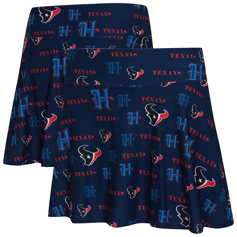 Women's Concepts Sport Navy Houston Texans Mosaic Allover Print Skort