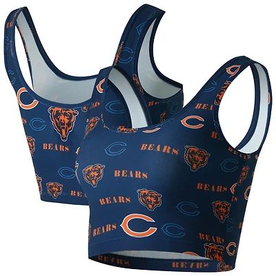 Women's Concepts Sport Navy Chicago Bears Mosaic Allover Print Bralette