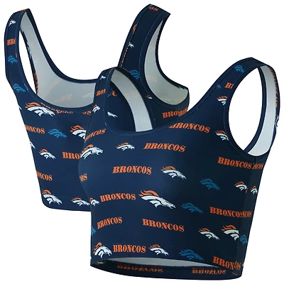 Women's Concepts Sport Navy Denver Broncos Mosaic Allover Print Bralette