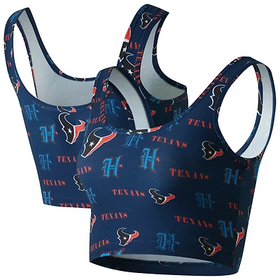 Women's Concepts Sport Navy Houston Texans Mosaic Allover Print Bralette