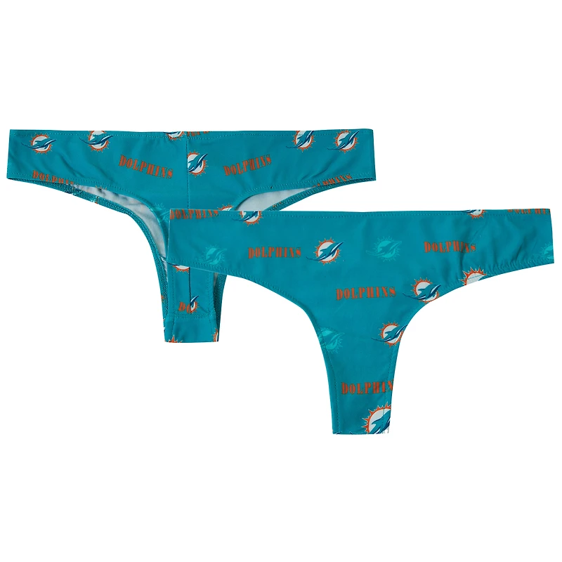 Women's Concepts Sport Aqua Miami Dolphins Mosaic All Over Print Thong