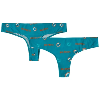 Women's Concepts Sport Aqua Miami Dolphins Mosaic All Over Print Thong