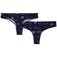 Women's Concepts Sport Purple Baltimore Ravens Mosaic All Over Print Thong
